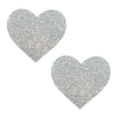 Silver Pixie Dust Glitter Heart Pasties for Adult Intimacy Silver Pasties
